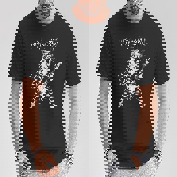 ギターを弾くクールな猫、ヘビーな「Meowtal」メタルパンクロックファン。 Tシャツ 面白い贈り物