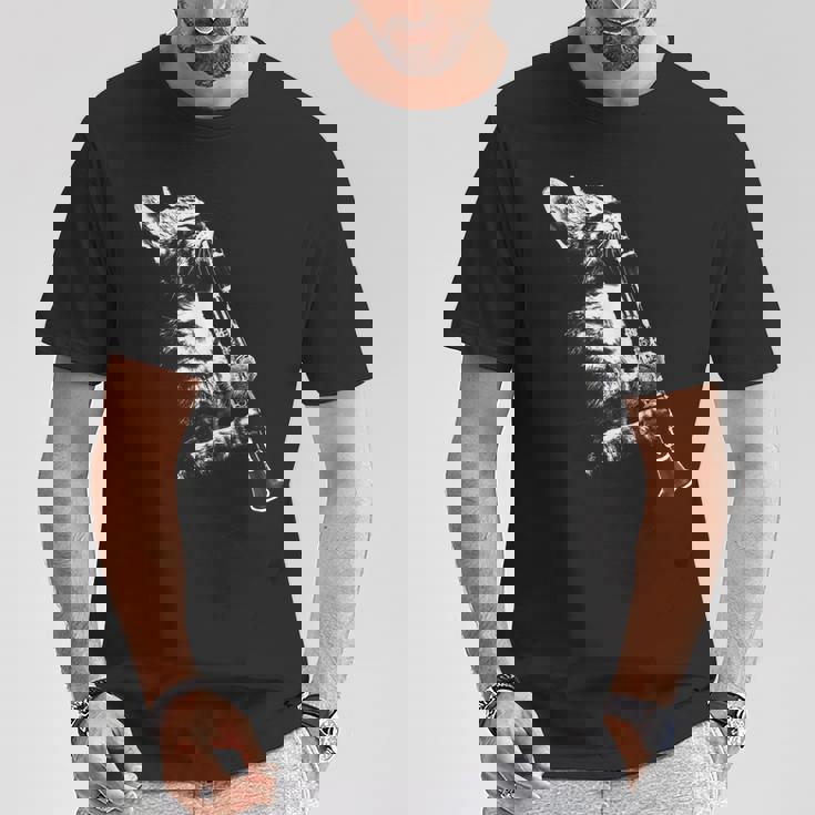 クラリネットを弾く猫 面白い猫ミュージシャン クラリネット教師 Tシャツ 面白い贈り物