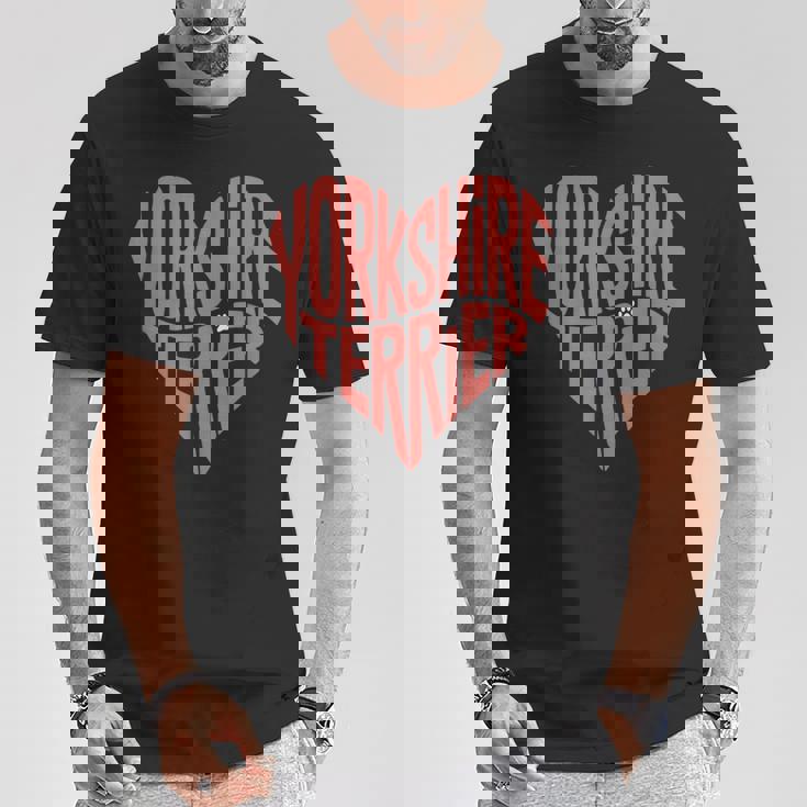 クリエイティブ・ヨークシャー・テリア ラブ・ヨークシャー・テリア・ハート Tシャツ 面白い贈り物