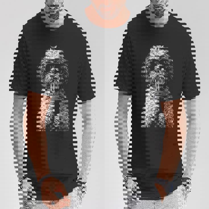 クールシーズードリンクアイスコーヒーファニードッグミームy2kグランジ Tシャツ 面白い贈り物