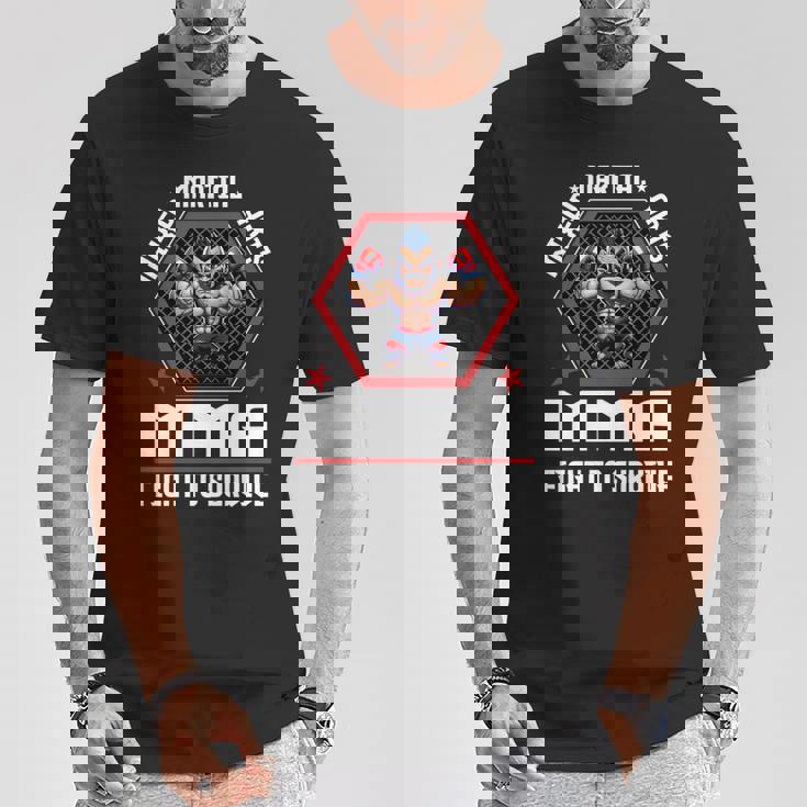 ケージファイティングで生き残るための総合格闘技mmaファイト 長袖tシャツ Tシャツ 面白い贈り物