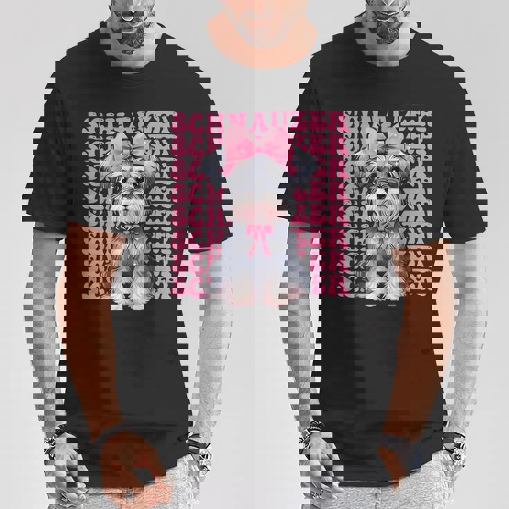 コケット リボン シュナウザー 女の子 犬 ママ 母の日 ピンク Tシャツ 面白い贈り物