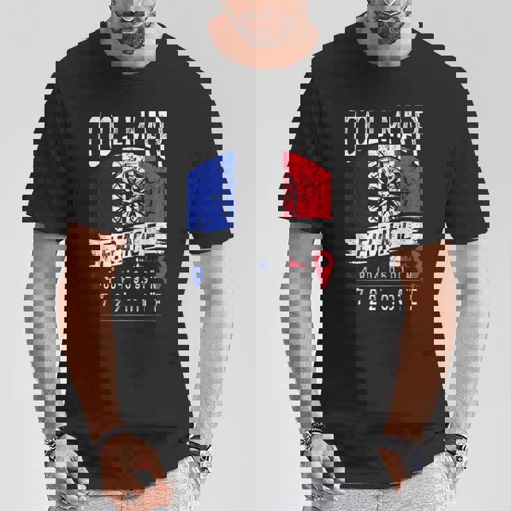 コルマール フランス国旗 Gps座標 コルマール Tシャツ 面白い贈り物