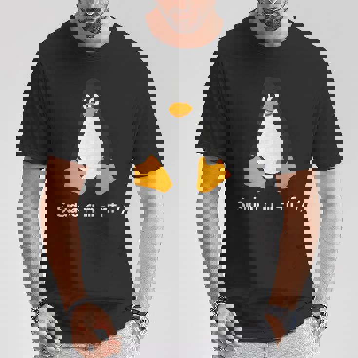 コンピューター -Udo Rm -Rf Tux Linux ペンギン プログラマー Tシャツ 面白い贈り物