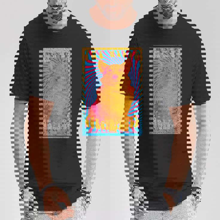 コーギードッグファニーサイケデリック1960年代ウェルシュコーギーペンブローク Tシャツ 面白い贈り物