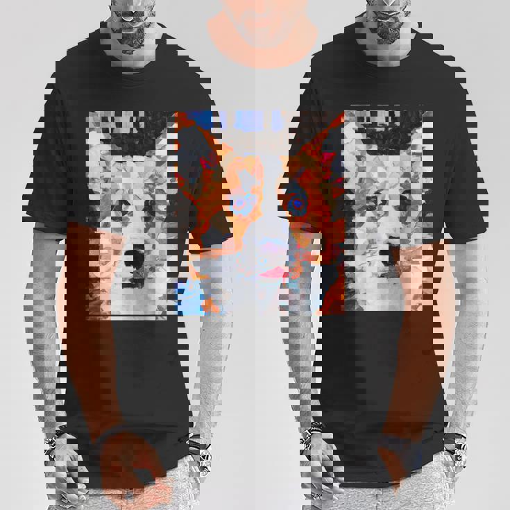 コーギー・ポートレート キュビズム・アート Tシャツ 面白い贈り物