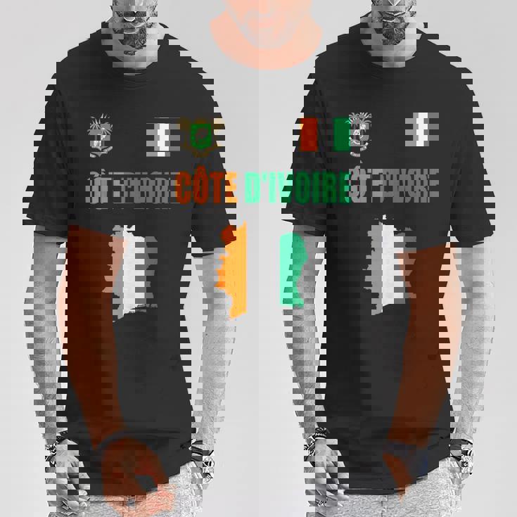 コートジボワール国旗 コートジボワール地図 Tシャツ 面白い贈り物