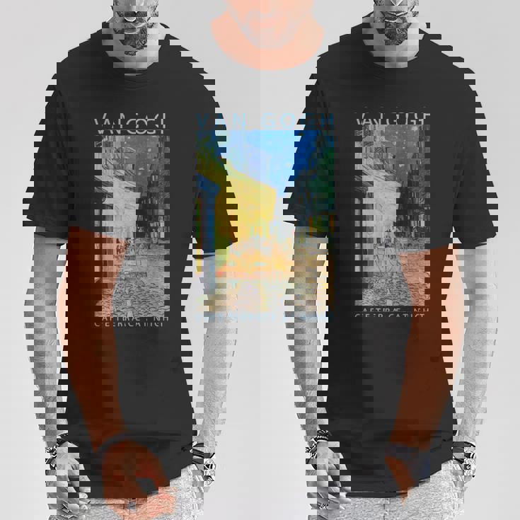 ゴッホ 面白いtシャツ アート 夜のカフェテラス 印象派 絵画 メンズ レディース 面白い 服 美術 油彩画 長袖tシャツ Tシャツ 面白い贈り物