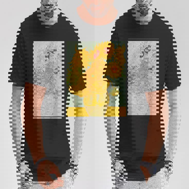 ゴッホのひまわりアートアーティスト向け Tシャツ 面白い贈り物