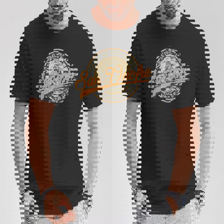 サンオノフレ ロングボードのみのレトロ ウェーブ サーフィン Tシャツ 面白い贈り物