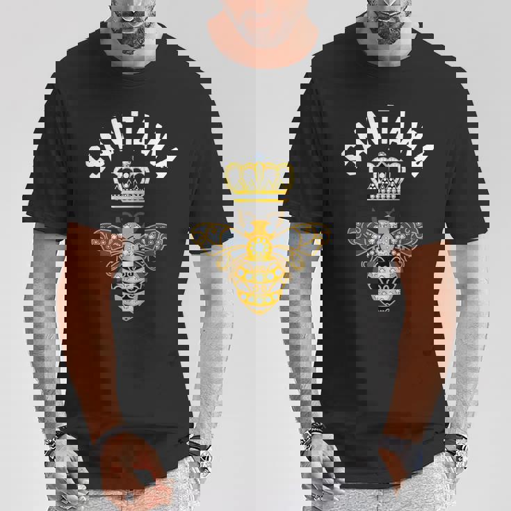 サンタナ 名前 サンタナ 誕生日プレゼント 女王 王冠 蜂 サンタナ Tシャツ 面白い贈り物