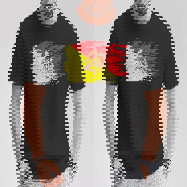 シチリア国旗 シチリア州パレルモ イタリア Tシャツ 面白い贈り物