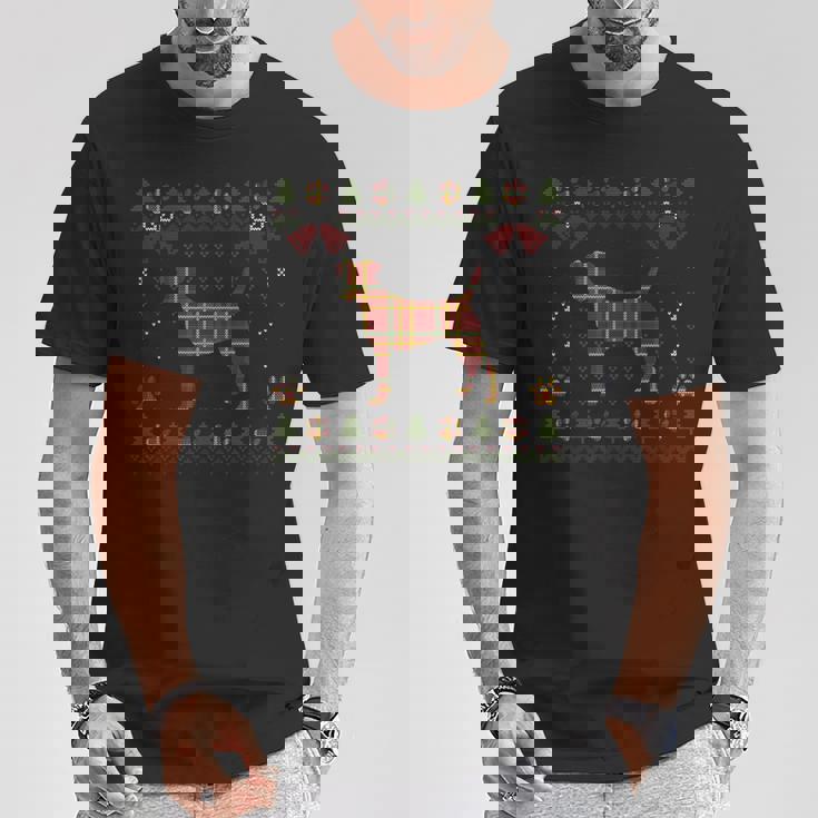 ジャックラッセルテリア レッド 格子柄 犬 アグリークリスマスセーター Tシャツ 面白い贈り物