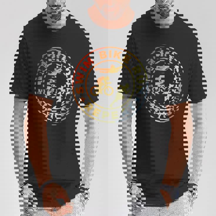 スイム・バイク・ラン・リピート レトロヴィンテージ トライアスリート・トライアスロン用 Tシャツ 面白い贈り物