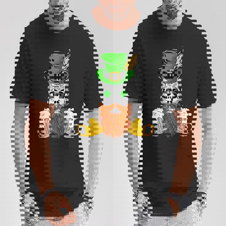 スカル 聖パトリックデー 洋服 ギフト 男性 女性 ビール 長袖tシャツ Tシャツ 面白い贈り物