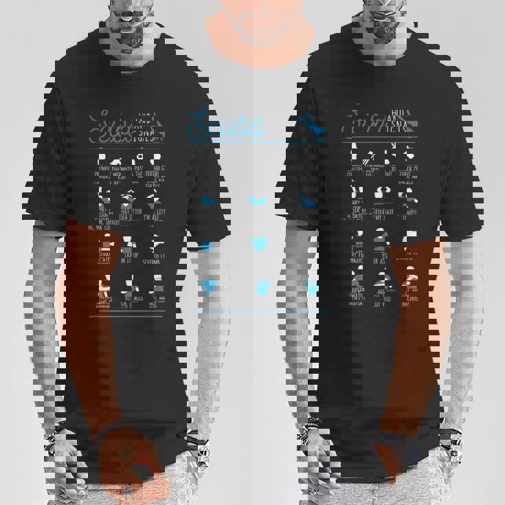 スキューバハンドシグナル チーム 面白いダイバーサイン ダイビングインストラクター Tシャツ 面白い贈り物