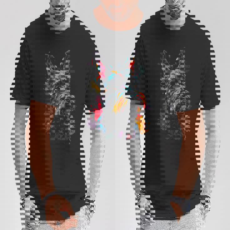 スコティッシュ・テリア 犬 グラフィック ペット アートワーク スコティッシュ・テリア Tシャツ 面白い贈り物