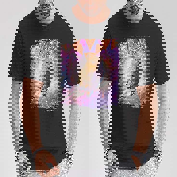 スペースギャラクシーquokka ワラビー ピザ付き Tシャツ 面白い贈り物