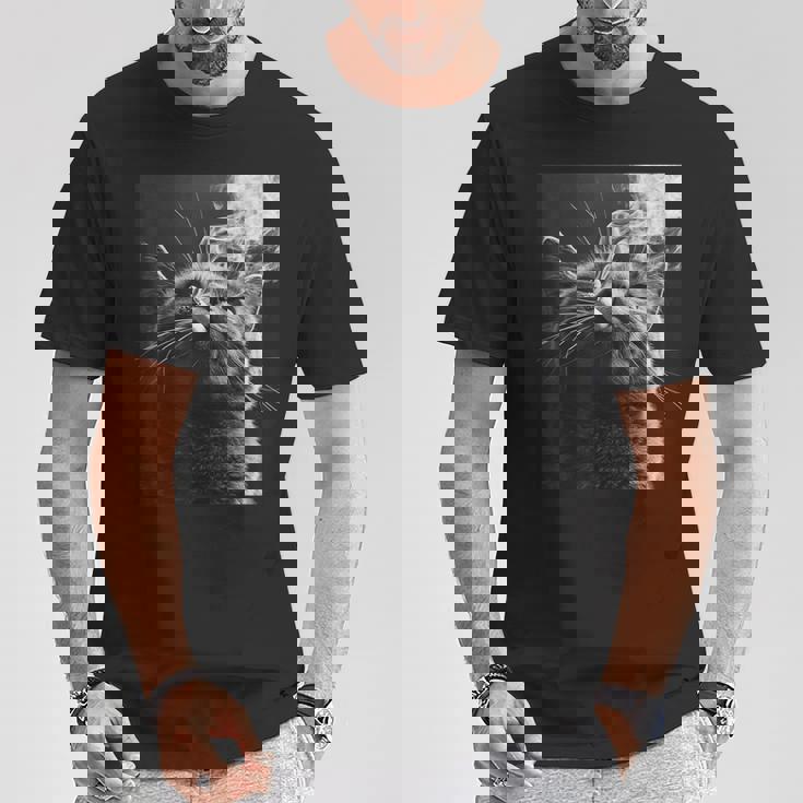 スモーキング 猫 ミーム 大人 ユーモア ノベルティ グラフィック Tシャツ 面白い贈り物