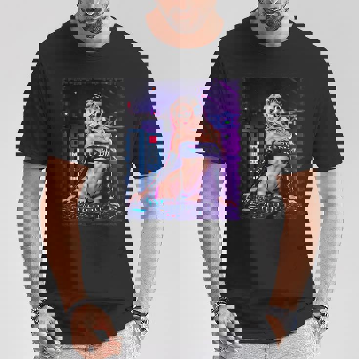 セクシーガールedmシャツメンズ–セクシーブロンドdjレイブ Tシャツ 面白い贈り物