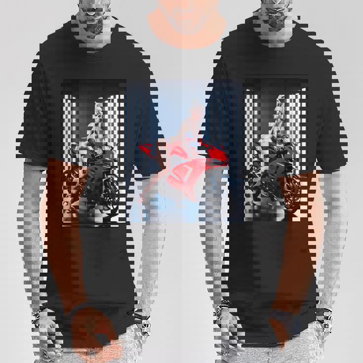 セクシーガールグラフィックtシャツ セクシーなブロンドガール&レッドストリートバイク Tシャツ 面白い贈り物