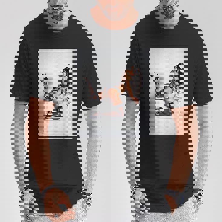 セクシーガールグラフィックtシャツ マスクのセクシーなファッションモデル Tシャツ 面白い贈り物