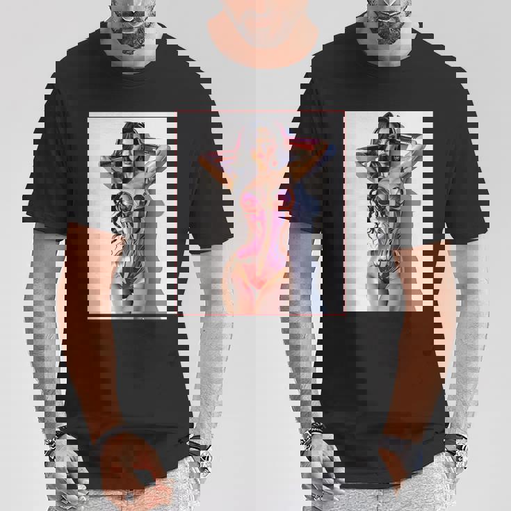 セクシーガールグラフィックtシャツ セクシー巨乳sfピンナップガール 長袖tシャツ Tシャツ 面白い贈り物