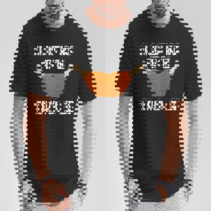 ターキー・レッグ・ファニー・サンクスギビング・ターキーのためにここに来たんだ 長袖tシャツ Tシャツ 面白い贈り物