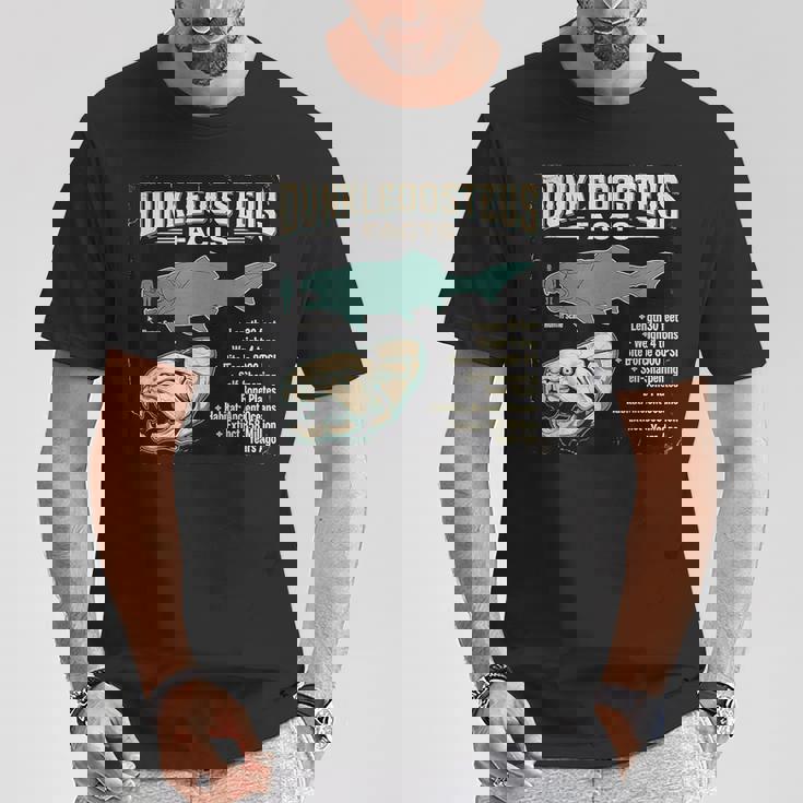 ダンクルオステウス Dunkleosteus Facts 古代魚 恐竜 海洋 生物 学習 図解 Tシャツ 面白い贈り物