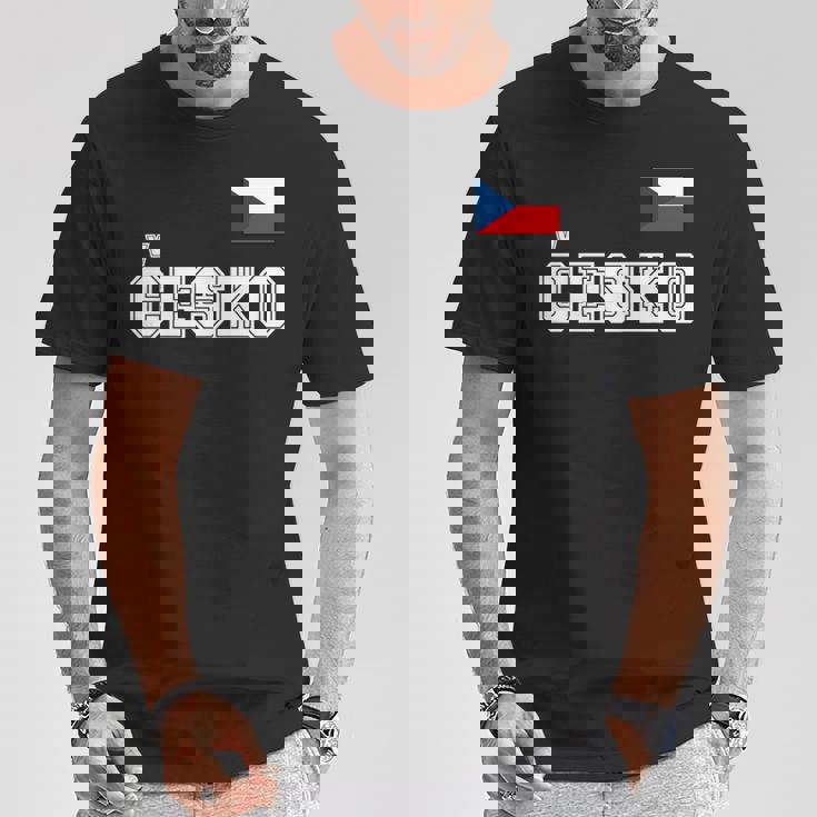 チェコ共和国 胸に Cesko 旗国旗 長袖tシャツ Tシャツ 面白い贈り物