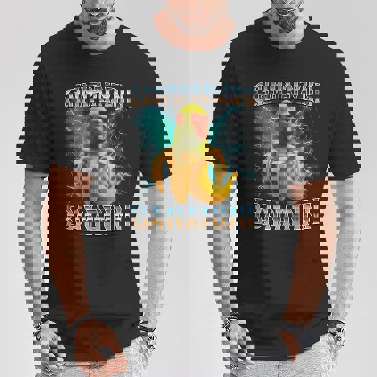 チンパンジーニ バナニーニ イタリアンブレイン 長袖tシャツ Tシャツ 面白い贈り物