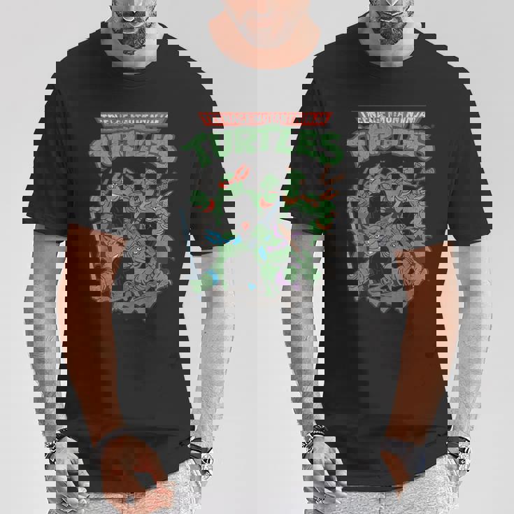 ティーンエイジ・ミュータント・ニンジャ・タートルズ アンティーク調ポスター Tシャツ 面白い贈り物
