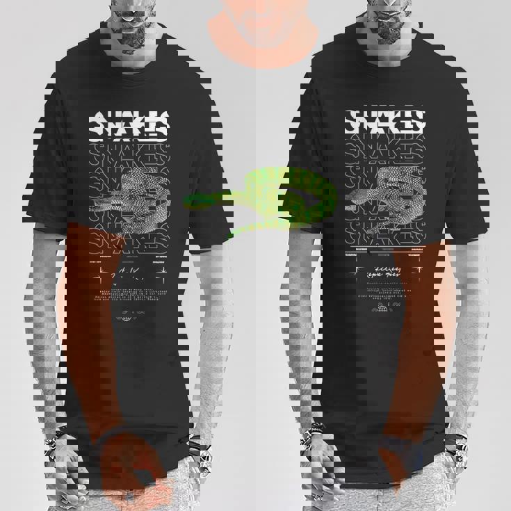 テンプルピットバイパースネークストリートウェア爬虫類キーパー 長袖tシャツ Tシャツ 面白い贈り物