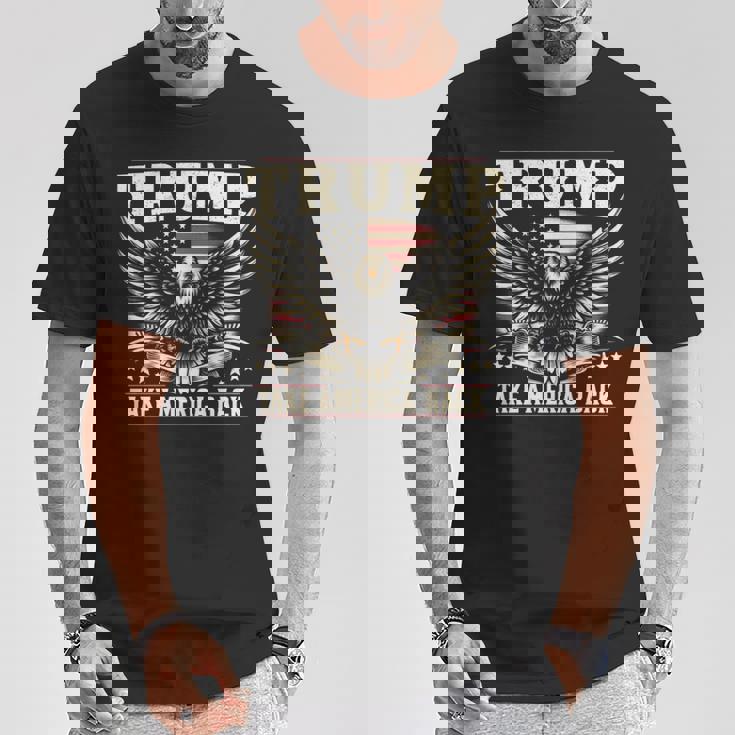 トランプ 2024 テイク・アメリカ・バック トランプ大統領 長袖tシャツ Tシャツ 面白い贈り物