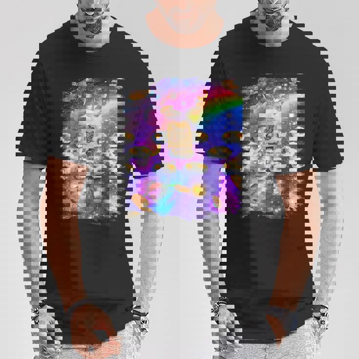 トーストスペース 猫 パンローフキャット レインボーギャラクシー Tシャツ 面白い贈り物