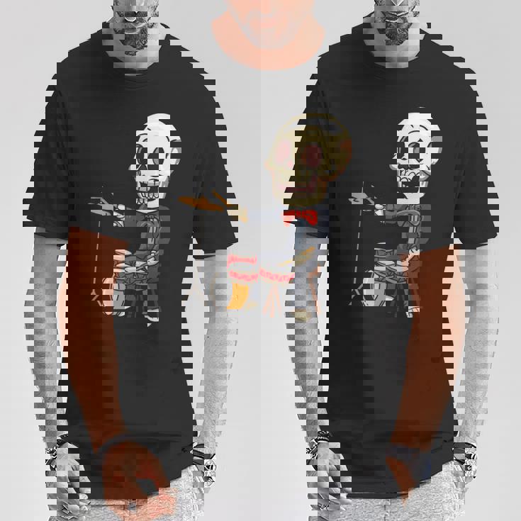 ドラミング スケルトン ドラム プレーヤー ドラマー パーカッション ドラム 長袖tシャツ Tシャツ 面白い贈り物