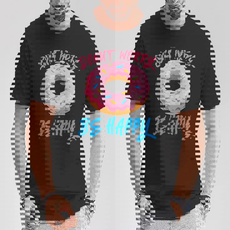 ドーナツ 悩み幸せになる 生地 デザート 幸福 スナック ドーナツ Tシャツ 面白い贈り物
