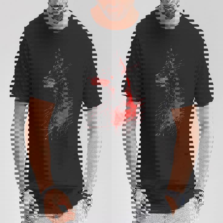 ドーベルマン グラフィック ペット アートワーク 犬 ドーベルマン Tシャツ 面白い贈り物