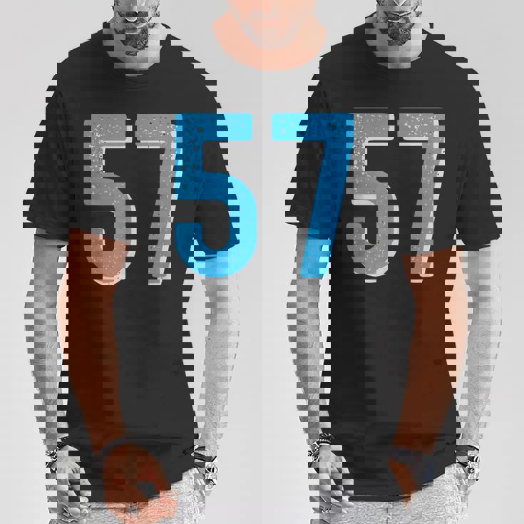 ナンバー 57 スポーツブルーナンバー Tシャツ 面白い贈り物