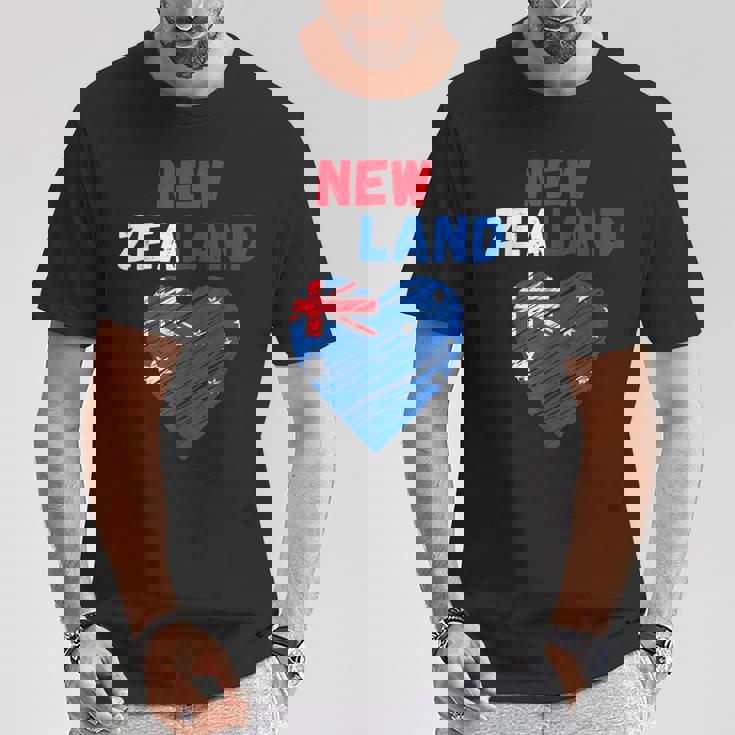 ニュージーランド国旗 ホリデーハート ニュージーランド国旗 Tシャツ 面白い贈り物