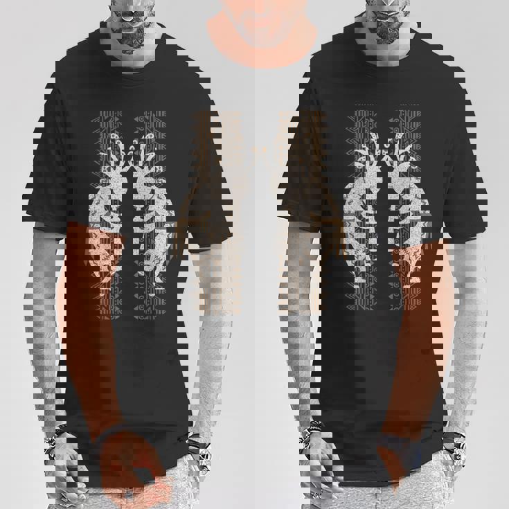 ネイティブアメリカン ココペリミュージシャンツインズ ボーダー2 楽しい Tシャツ 面白い贈り物