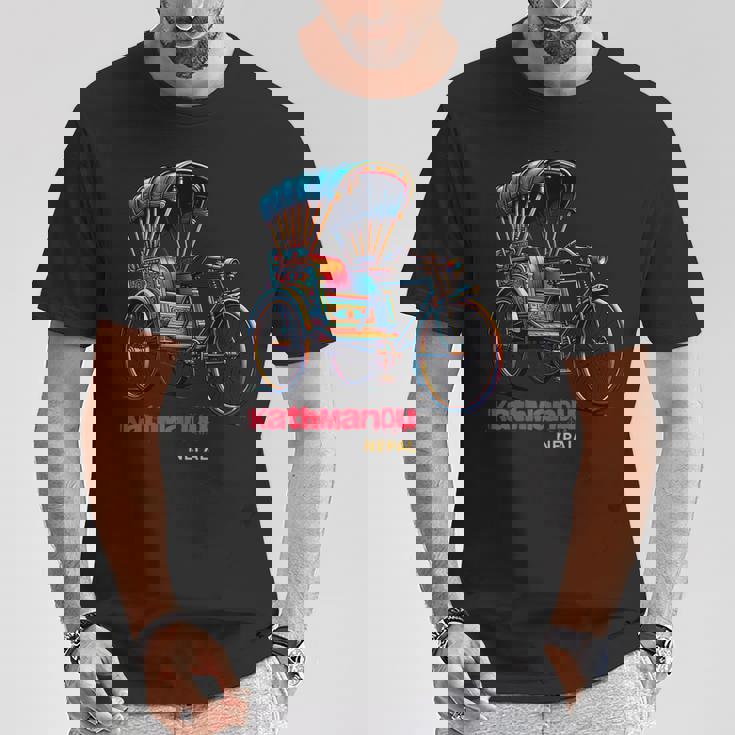 ネパール 自転車 リッチショウ お土産 ネパール カトマンズ Tシャツ 面白い贈り物