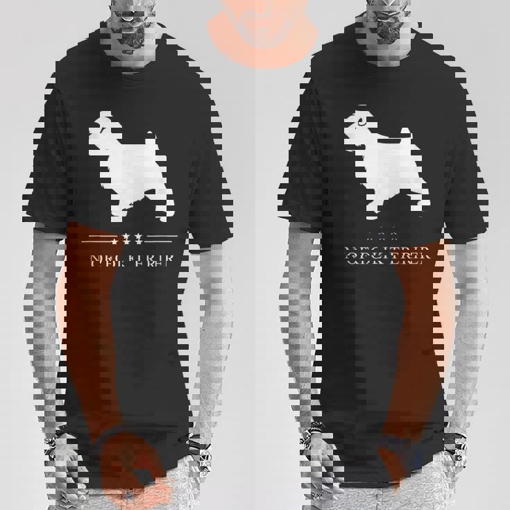 ノーフォークテリア犬の白いシルエット Tシャツ 面白い贈り物