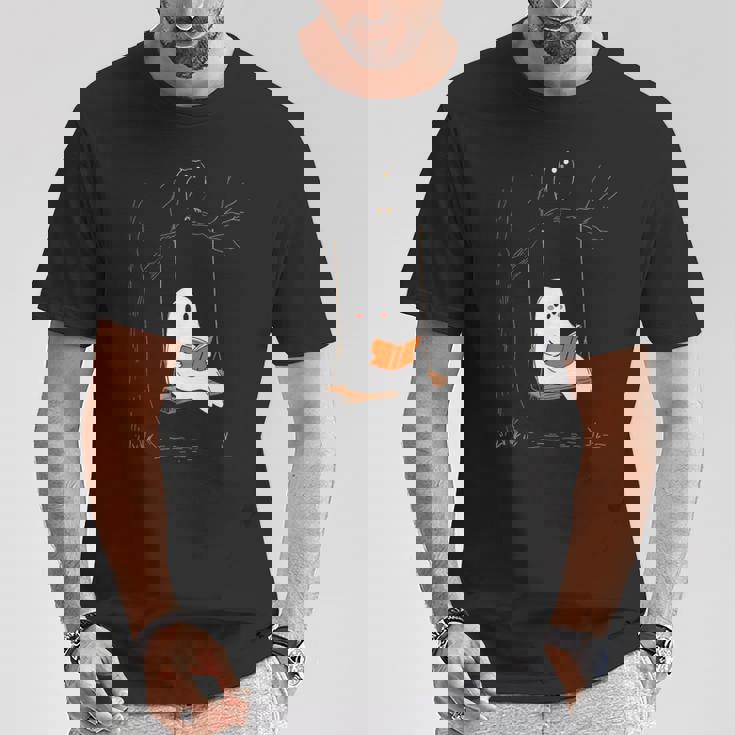 ハロウィン おばけ 読書 かわいい マジカル 本 恋人 本の虫 Tシャツ 面白い贈り物