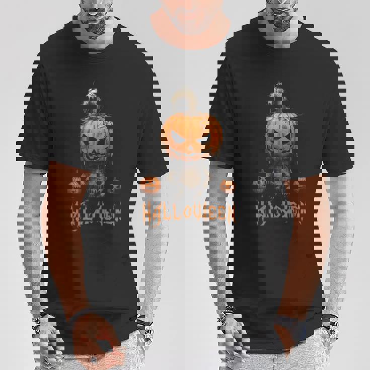ハロウィン不気味なパンプキンシャツ Tシャツ 面白い贈り物