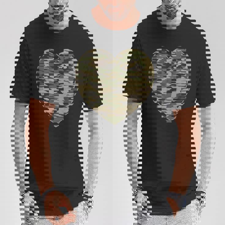 ハート迷彩服 レディース メンズ 迷彩 ミリタリー タクティカル Tシャツ 面白い贈り物