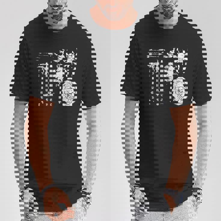 バイキング 戦士装備 剣 兜 斧 角 ヴァルハラ Tシャツ 面白い贈り物