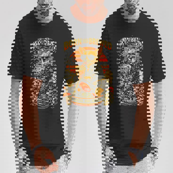 バイクでコーヒーを飲むチワワ Digor Tシャツ 面白い贈り物