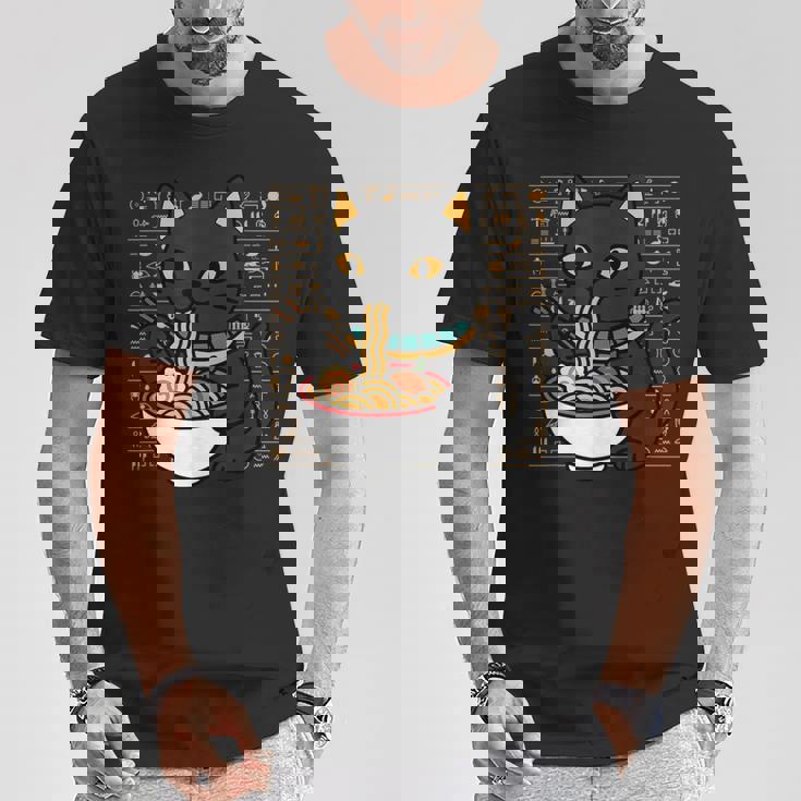 バストキャット ラーメン エジプト エジプト神話 女神バステット Tシャツ 面白い贈り物