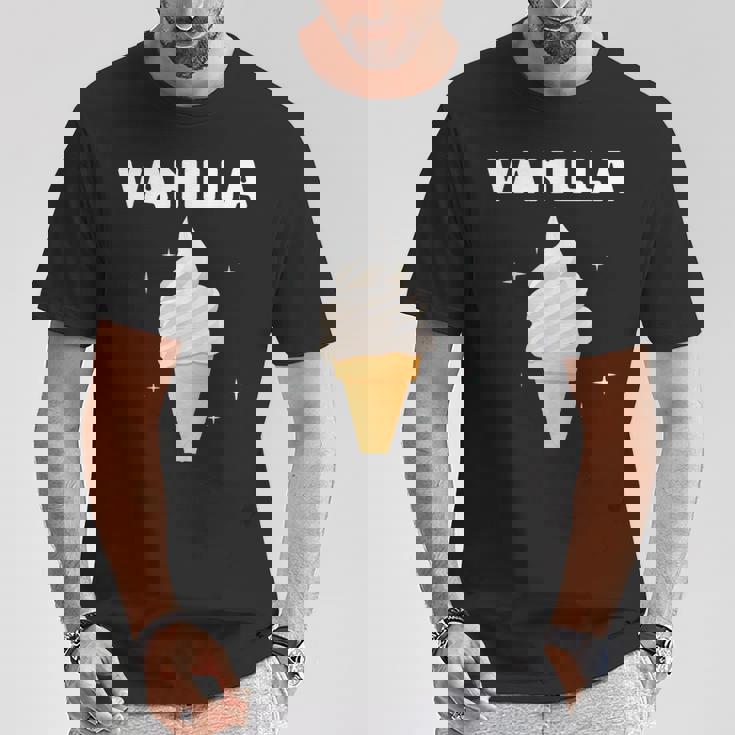 バニラ アイスクリーム コーン ジェラート スイートデザート 冷凍食品 Tシャツ 面白い贈り物